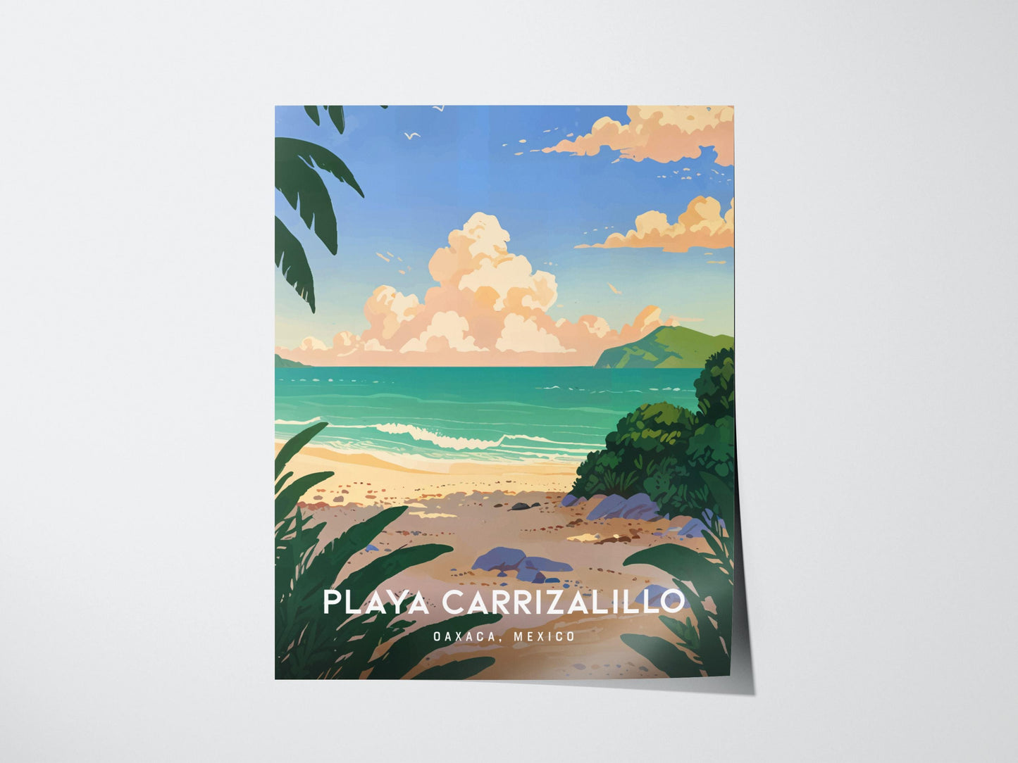 Playa Carrizalillo Oaxaca Beach Mexico Wall Art Framed Travel Print Wall Art