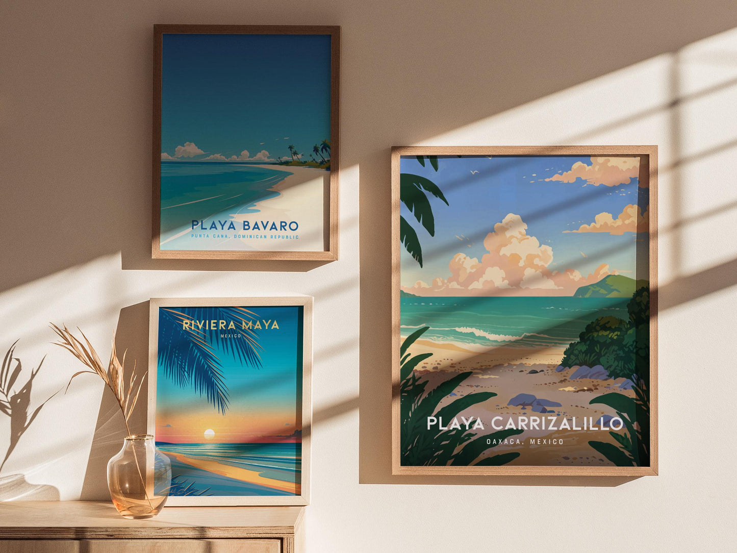 Playa Carrizalillo Oaxaca Beach Mexico Wall Art Framed Travel Print Wall Art