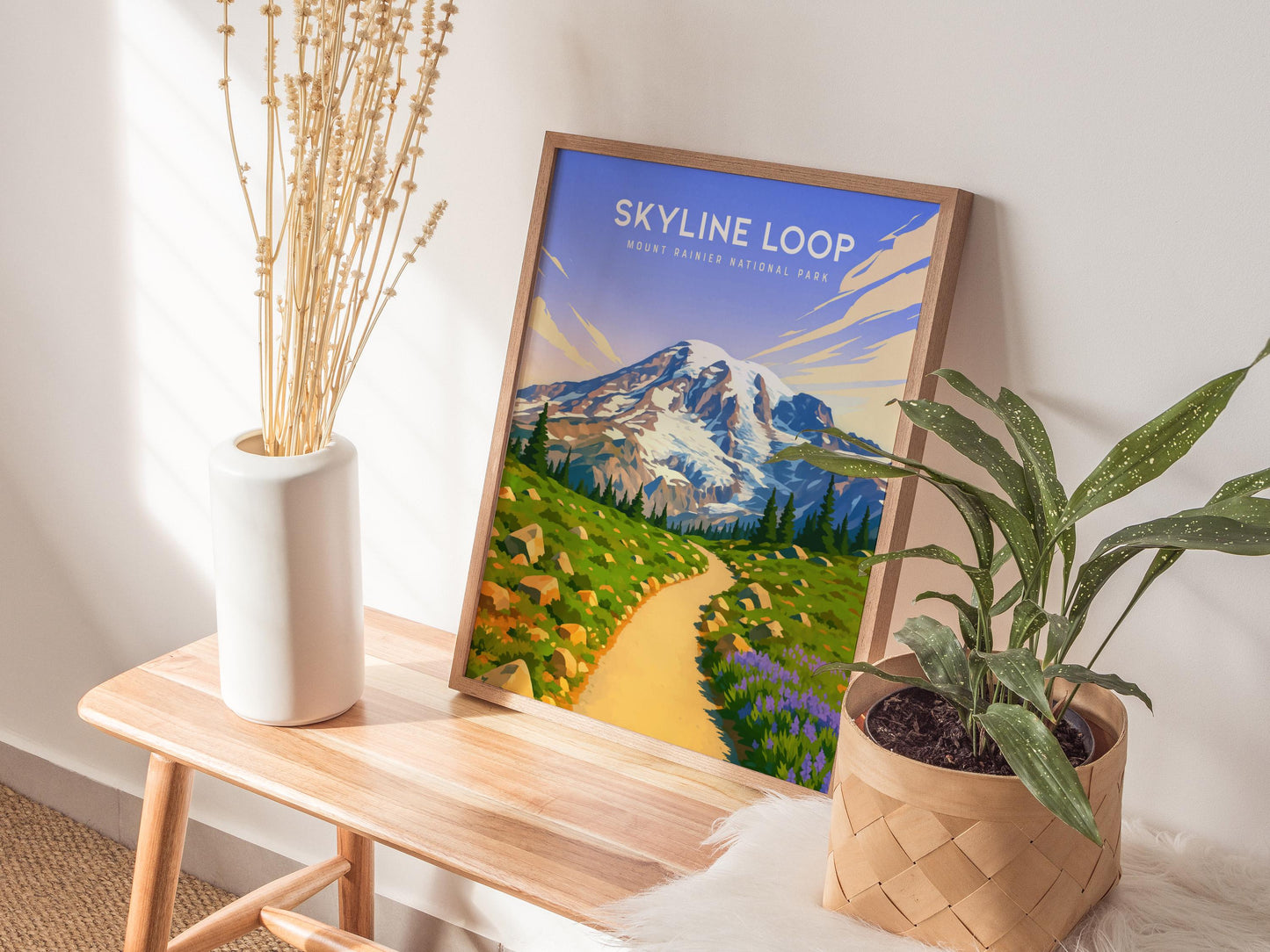 Skyline Loop Trail Mount Rainier National Park Framed Travel Print Wall Art