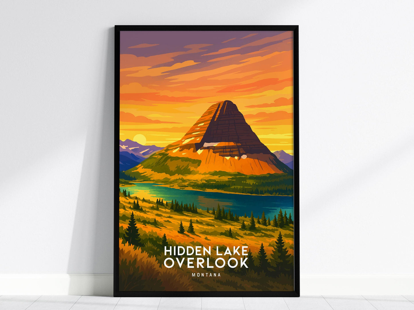 Hidden Lake Overlook Glacier National Park Montana Framed Travel Print Wall Art