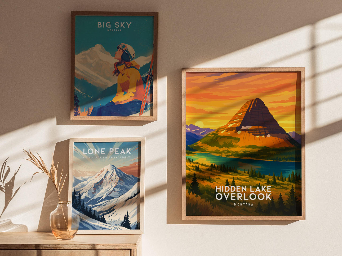 Hidden Lake Overlook Glacier National Park Montana Framed Travel Print Wall Art