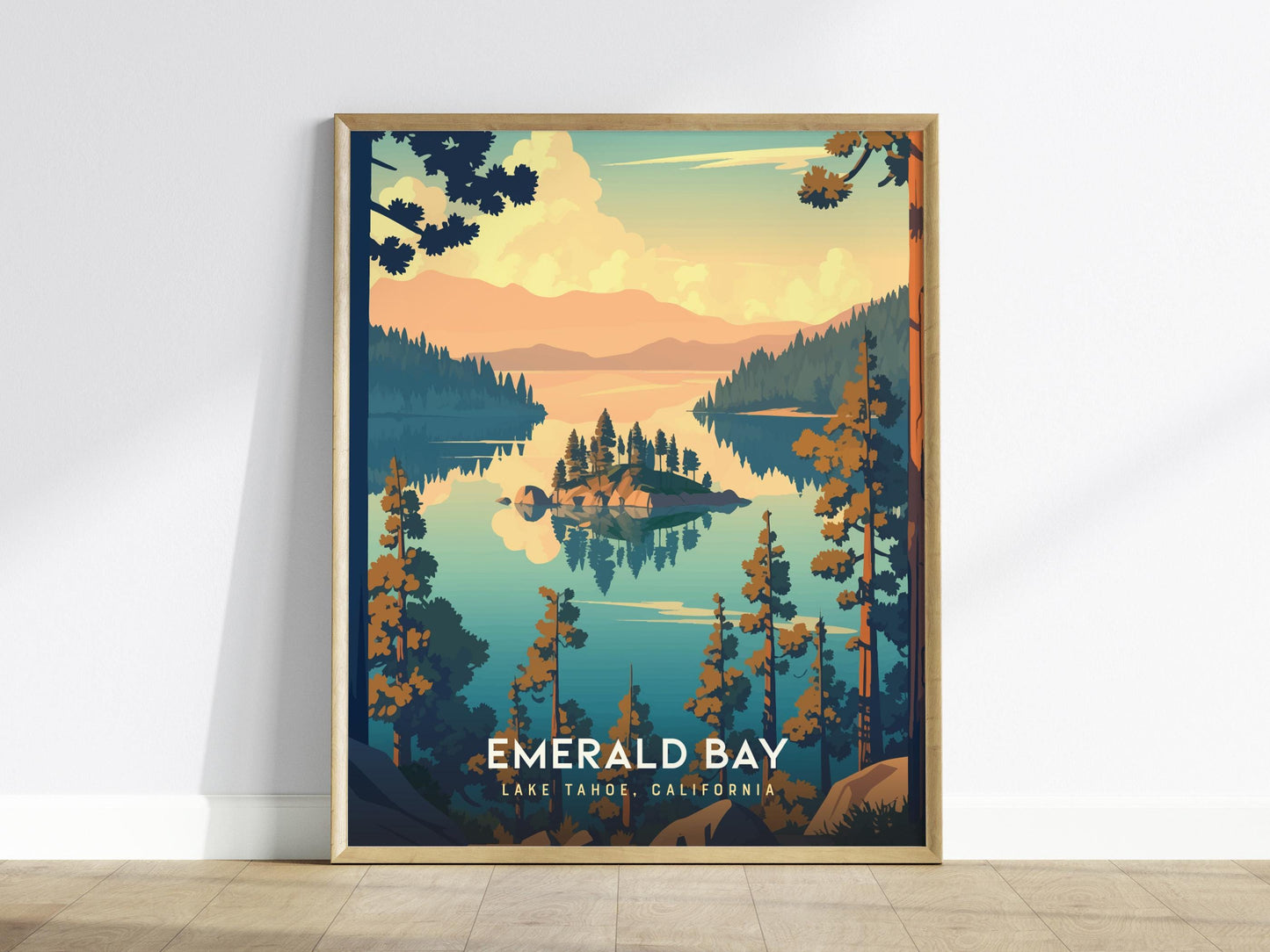 Emerald Bay State Park Lake Tahoe California Framed Travel Print Wall Art
