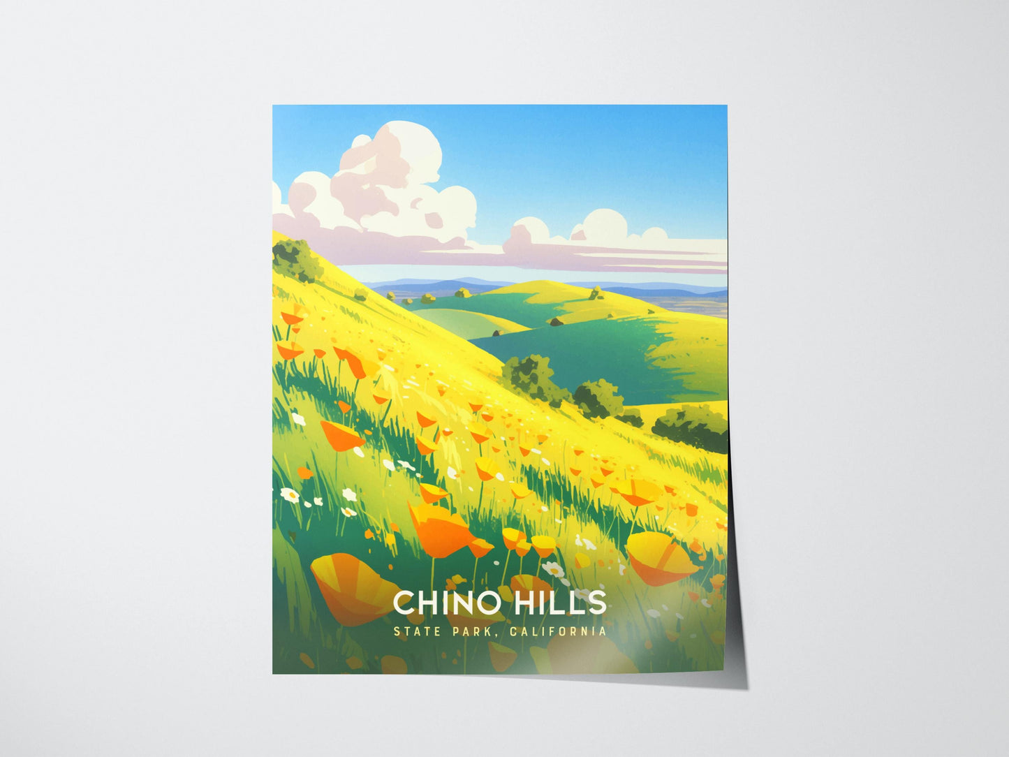 Chino Hills State Park California Golden Wildflowers Framed Travel Print Wall Art