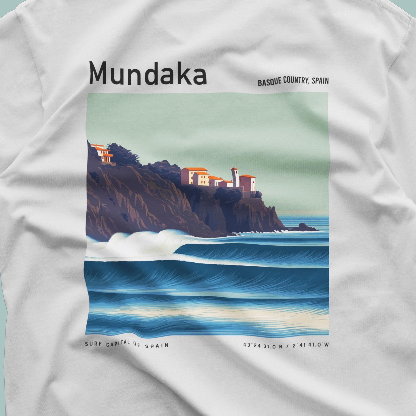 Mundaka Basque Country Spain Surf Shirt Vintage Pocket Tee