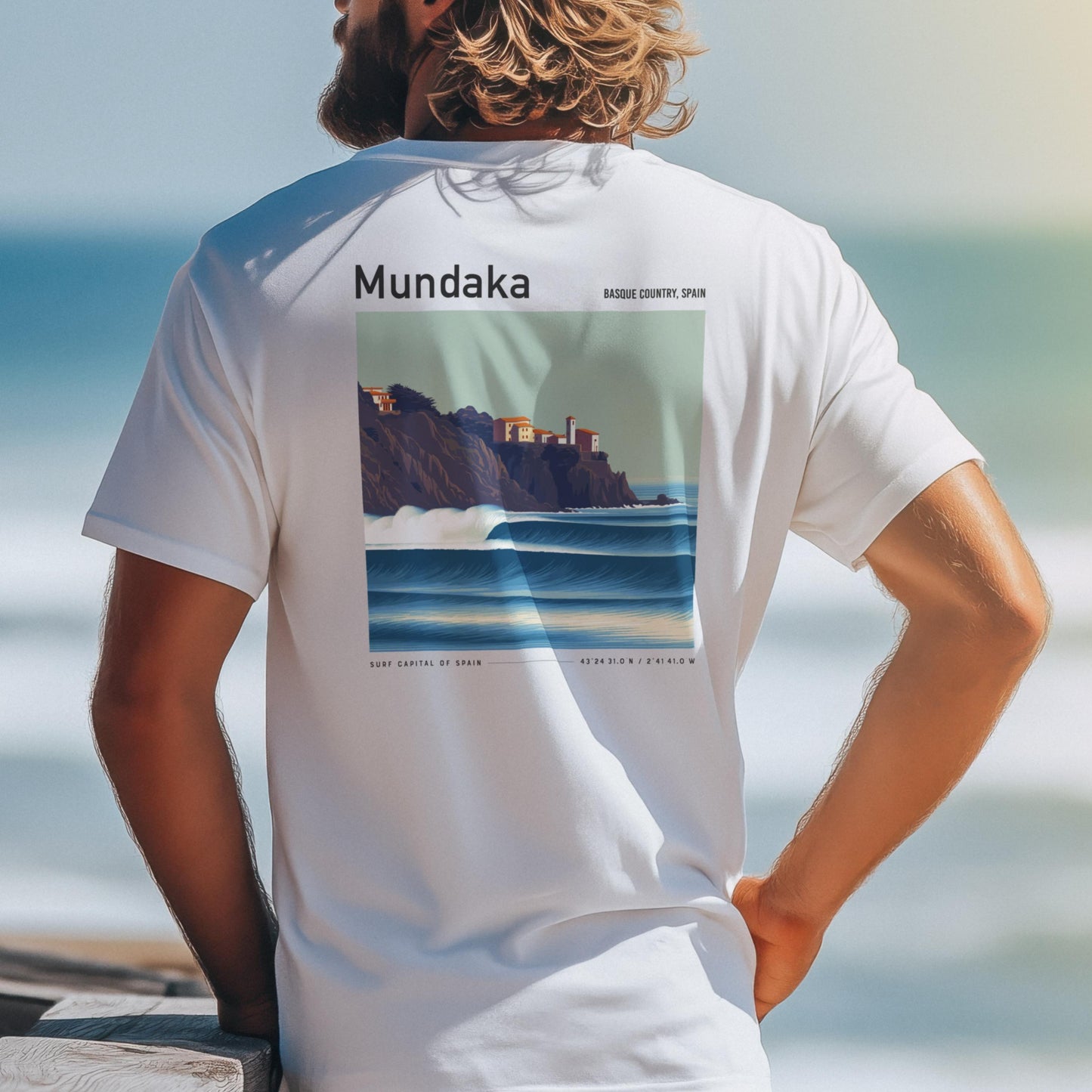 Mundaka Basque Country Spain Surf Shirt Vintage Pocket Tee