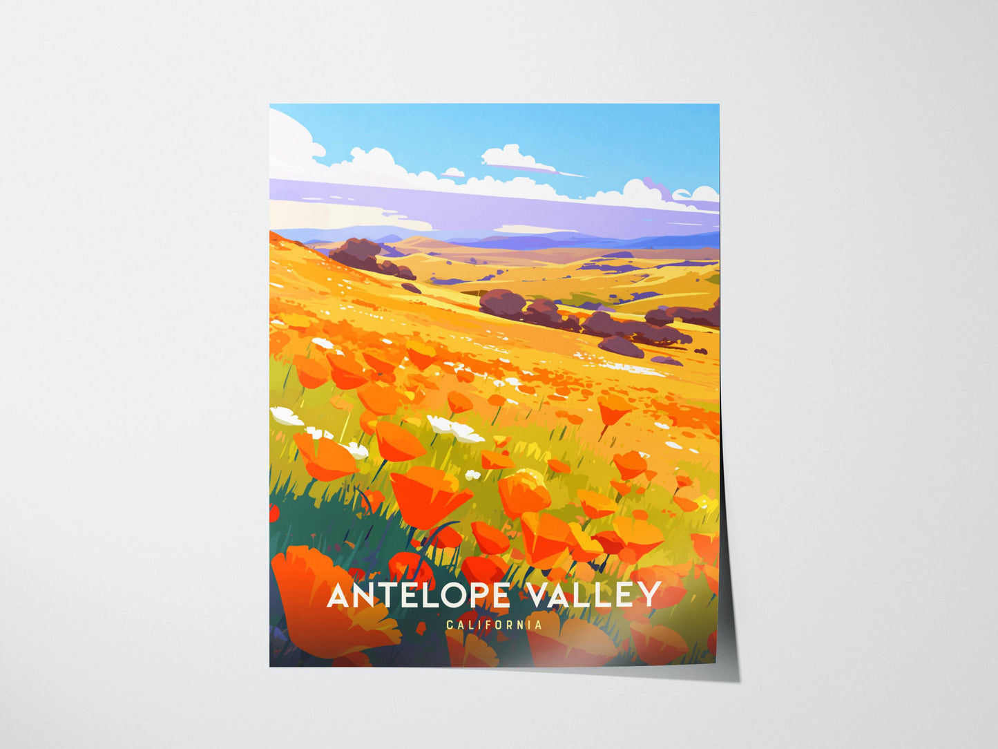 Antelope Valley Poppy California Super Bloom Framed Travel Print Wall Art
