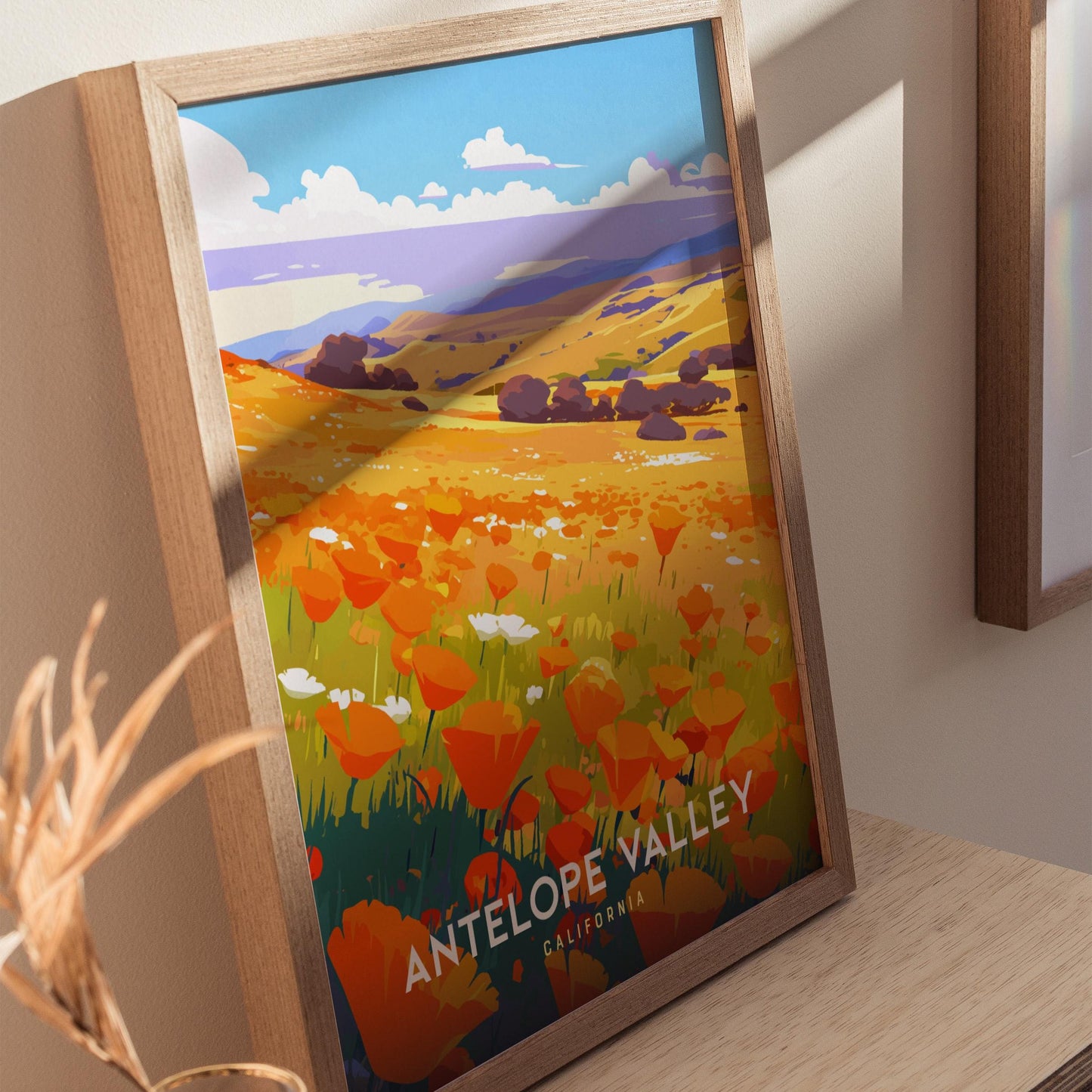 Antelope Valley Poppy California Super Bloom Framed Travel Print Wall Art