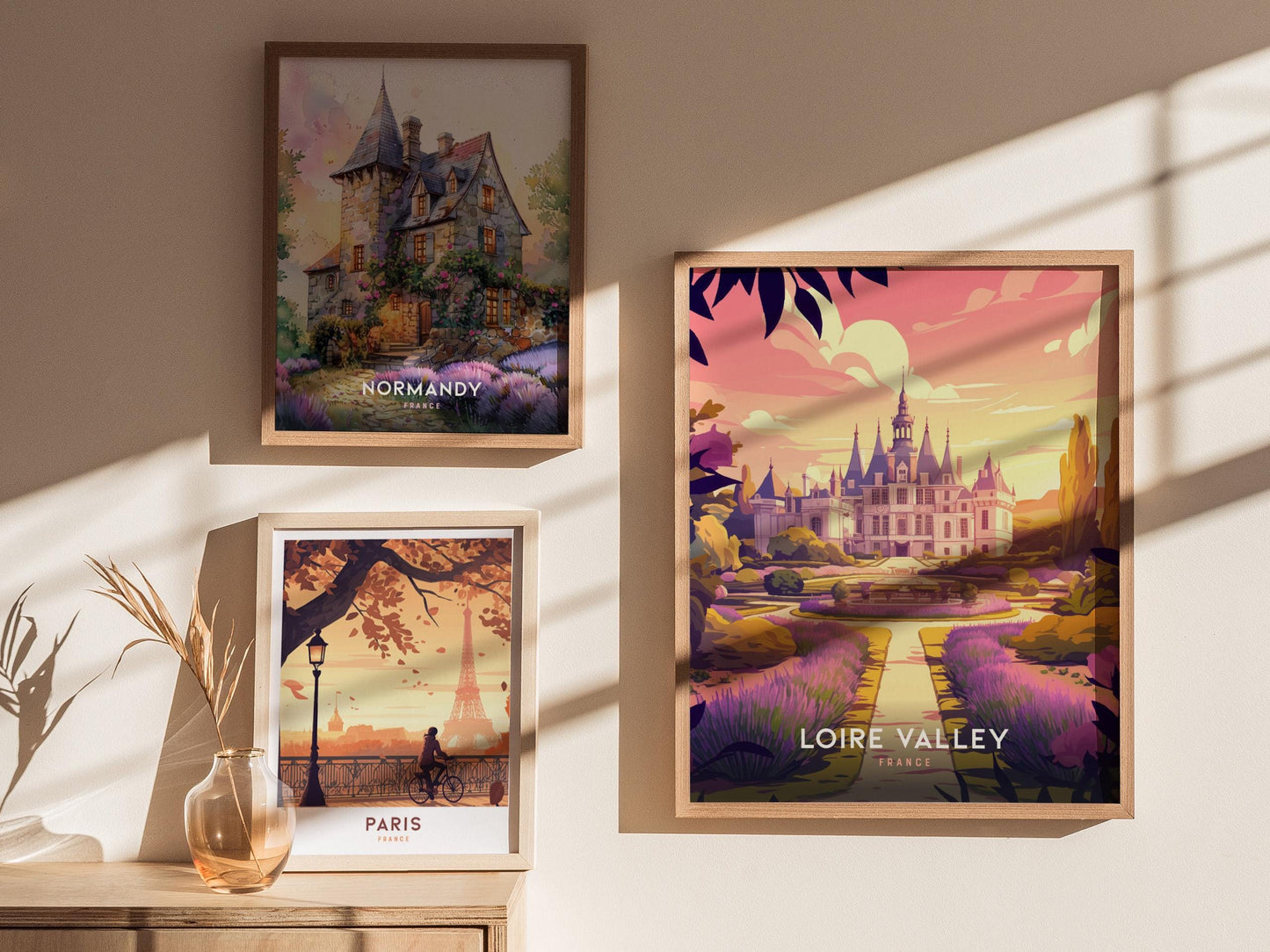 Loire Valley France Chateau Lavender Garden Framed Travel Print Wall Art