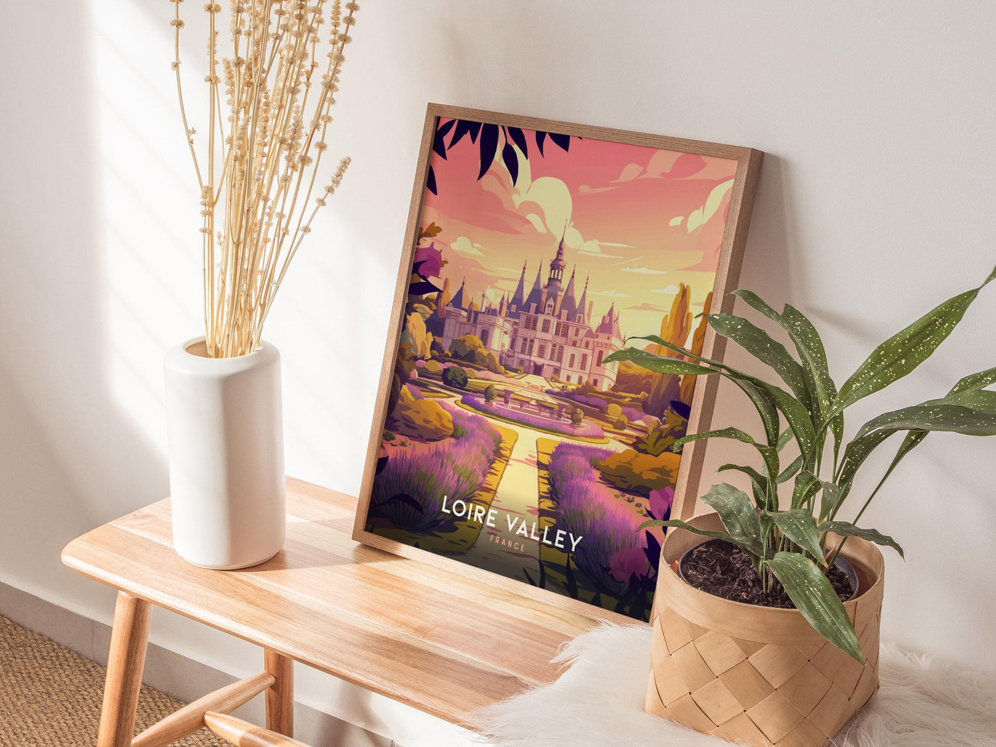 Loire Valley France Chateau Lavender Garden Framed Travel Print Wall Art