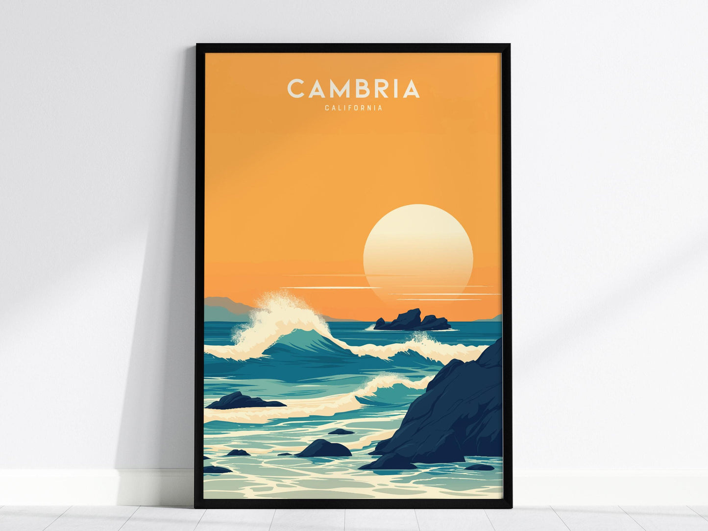 Cambria California Coastal Sunset Travel Print Wall Art