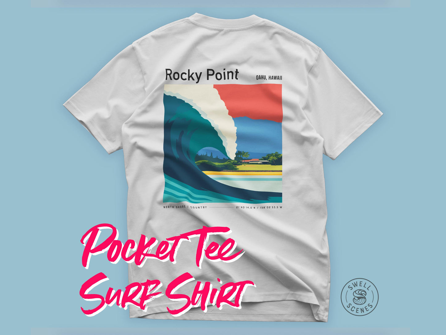Rocky Point North Shore Oahu Hawaii Vintage Surf Shirt Pocket Tee