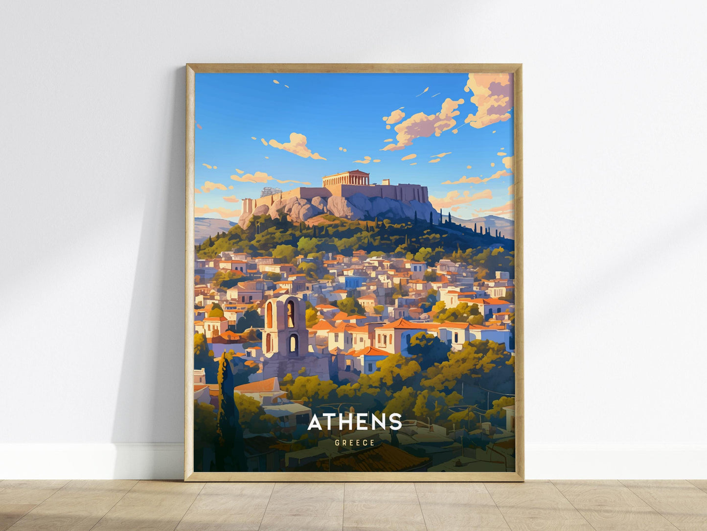 Athens Greece Acropolis & Parthenon Travel Print Wall Art