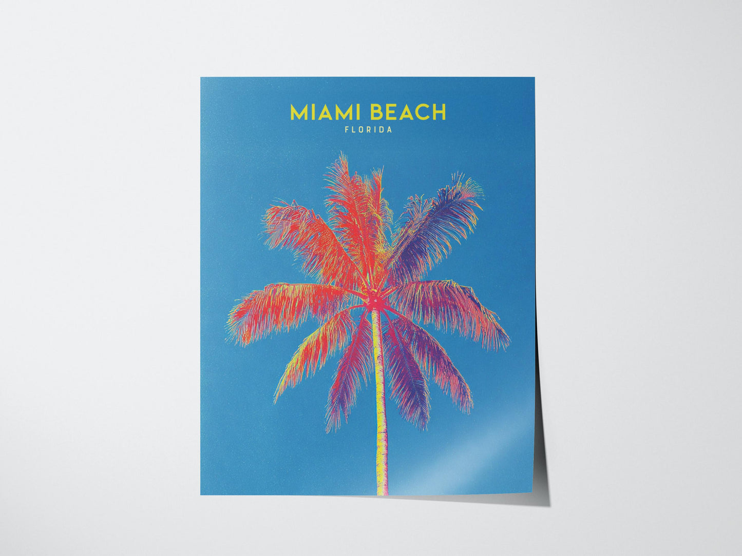 Miami Beach Florida Retro Palm Tree Vibrant Pop Art Travel Print