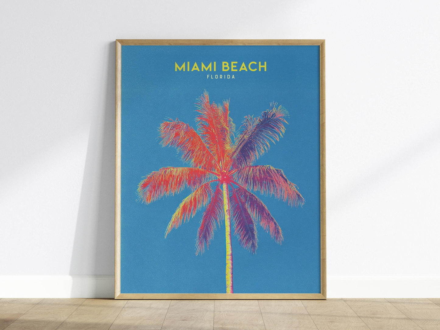 Miami Beach Florida Retro Palm Tree Vibrant Pop Art Travel Print