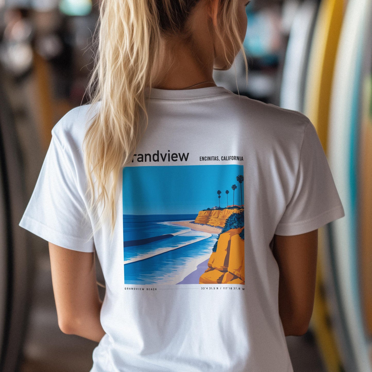 Grandview Encinitas California Vintage Surf Shirt Pocket Tee SoCal Surfer Classic T-Shirt Gift Surfing San Diego Beach Coastal Wear Apparel