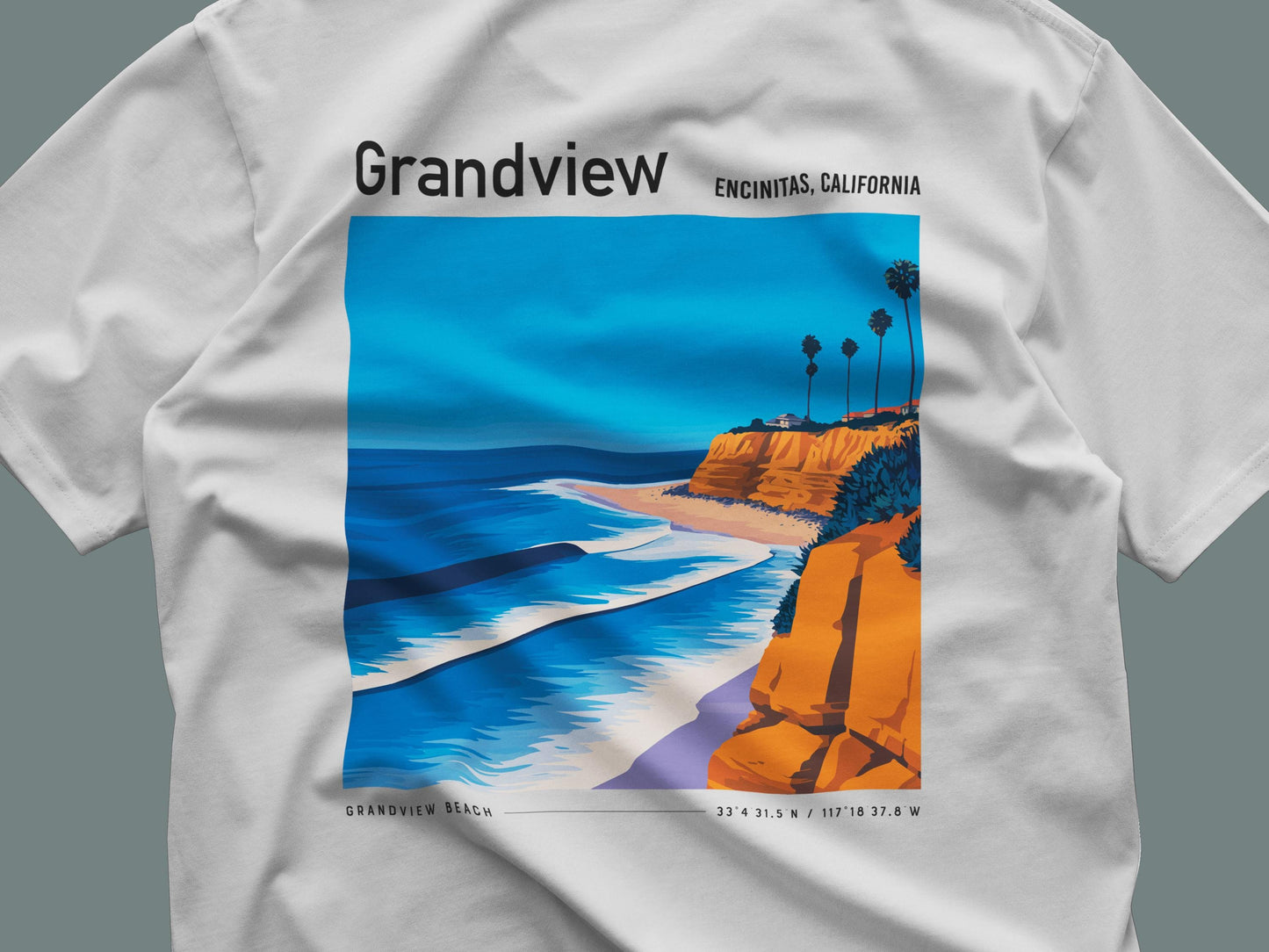 Grandview Encinitas California Vintage Surf Shirt Pocket Tee SoCal Surfer Classic T-Shirt Gift Surfing San Diego Beach Coastal Wear Apparel