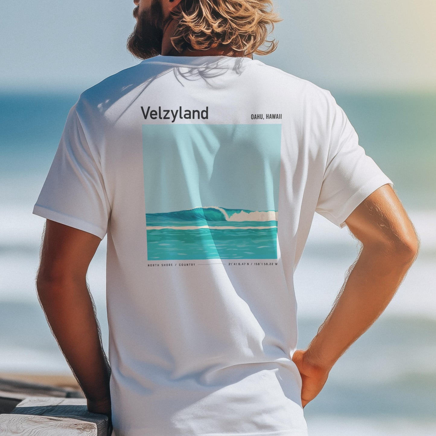 Velzyland North Shore Vintage Surf Shirt Pocket Tee Oahu Hawaii V-Land Surfer Classic T-Shirt Gift Surfing HI Beach Coastal Wear Apparel
