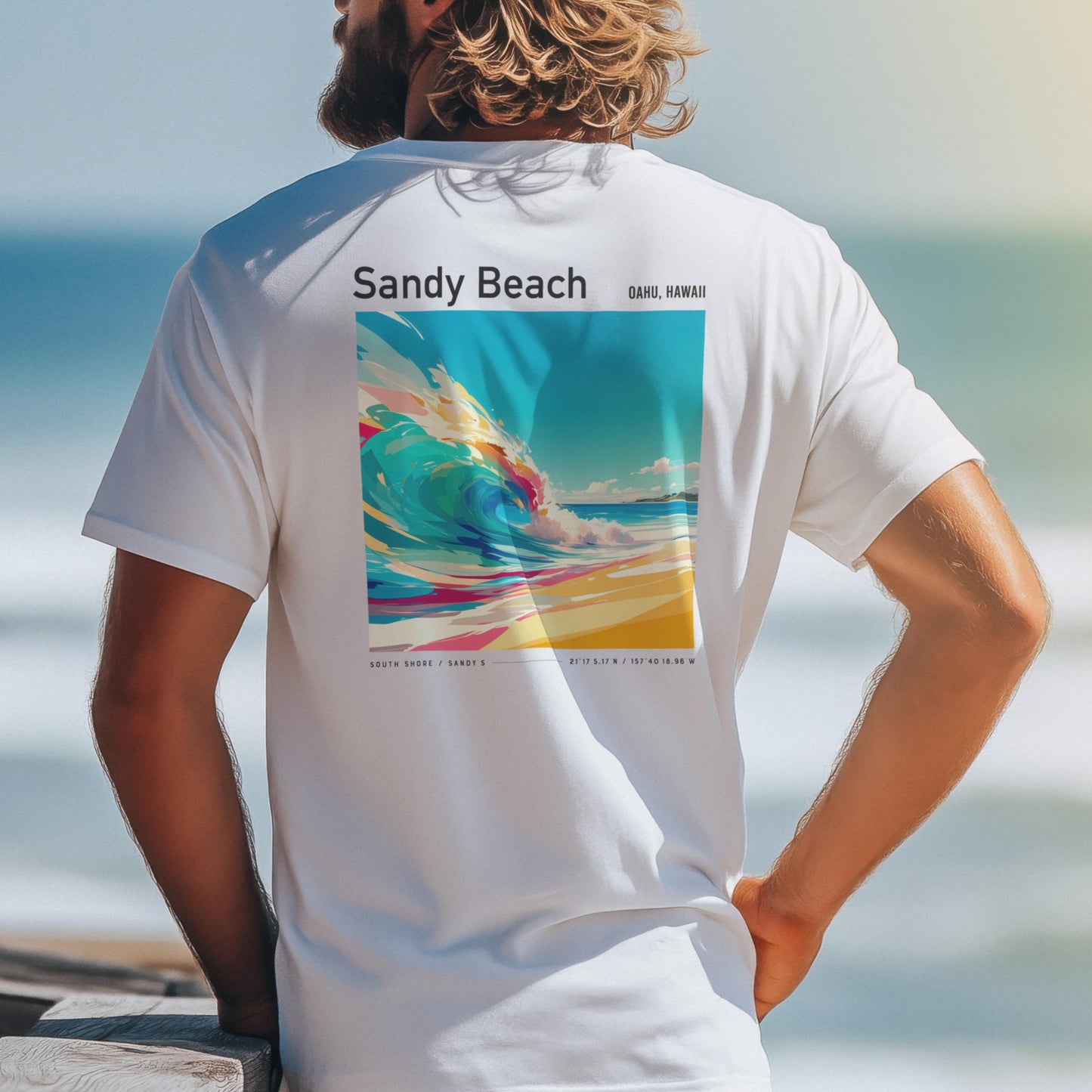 Sandy Beach Oahu Hawaii Vintage Surf Shirt Pocket Tee Classic Bodyboarder Surfer T-Shirt Gift Surfing South Shore HI Beach Wear Apparel