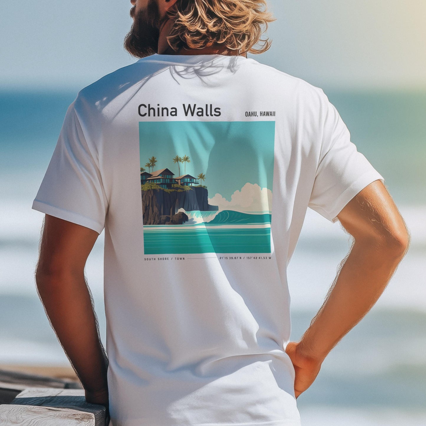 China Walls Oahu Hawaii Kai Vintage Surf Shirt Pocket Tee Classic Surfer T-Shirt Gift Surfing South Shore HI Beach Wave Wear Travel Apparel