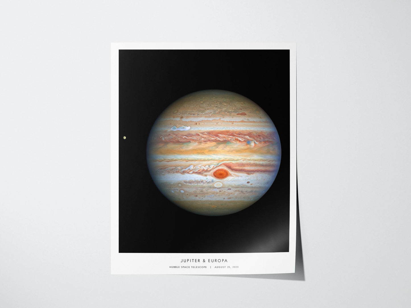 Jupiter and Europa Hubble Telescope Planet Space Print Wall Art
