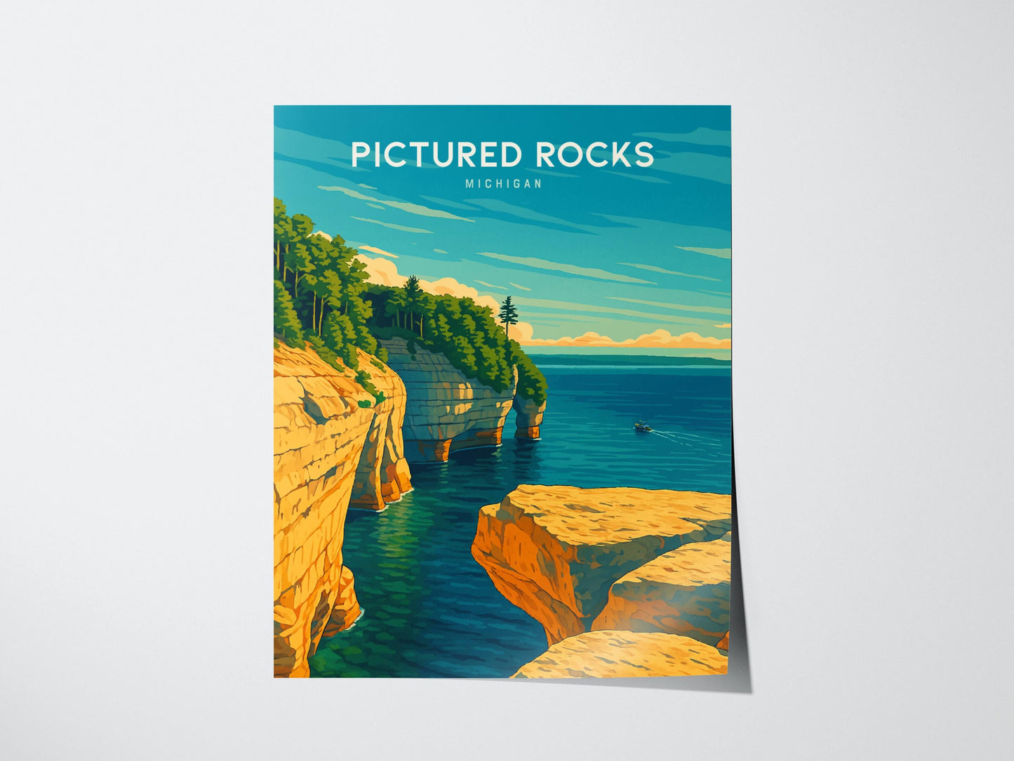 Pictured Rocks Michigan Lake Superior Travel Print Wall Art