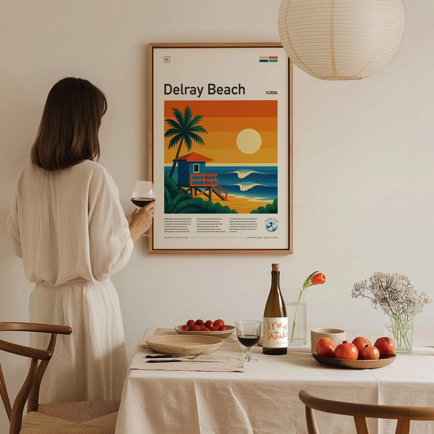 Delray Beach South Florida Surf Spot Tropical Travel Print Surfing Wall Art