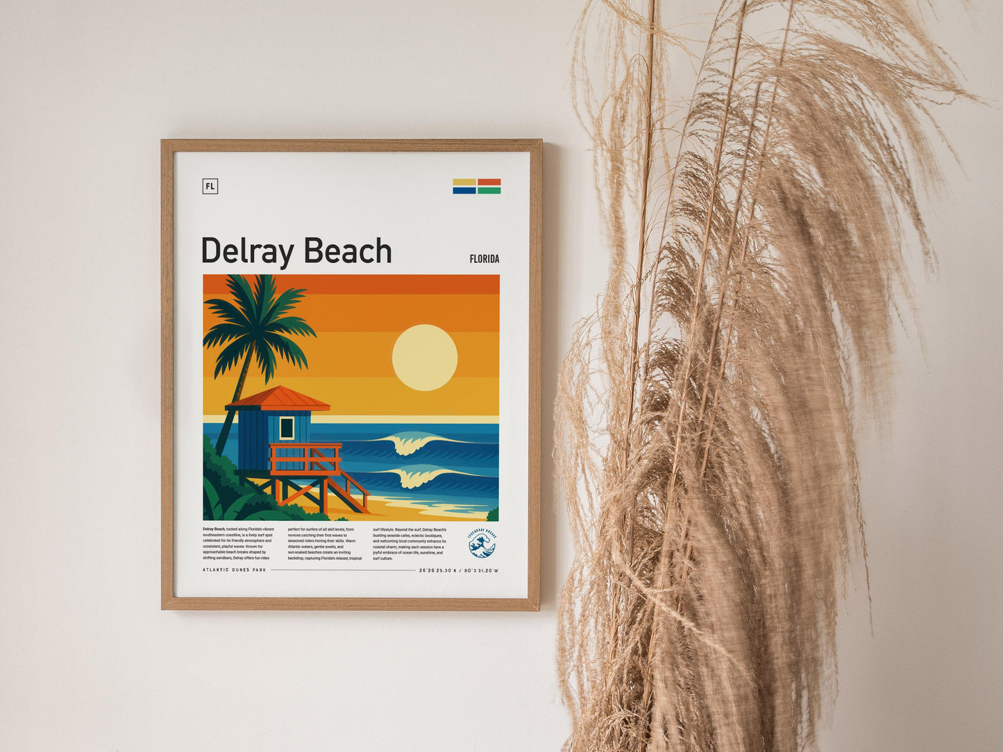 Delray Beach South Florida Surf Spot Tropical Travel Print Surfing Wall Art