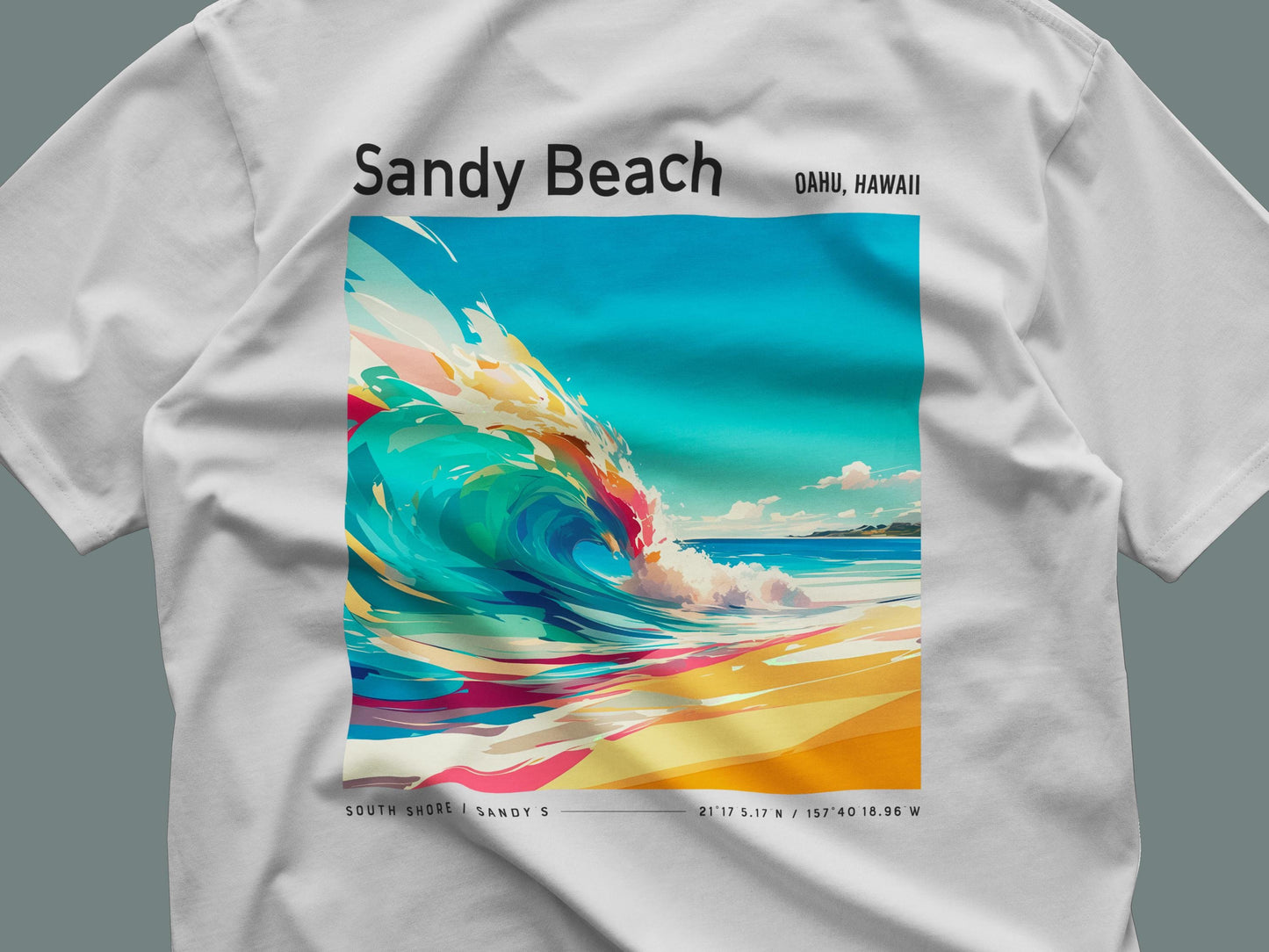 Sandy Beach Oahu Hawaii Vintage Surf Shirt Pocket Tee Classic Bodyboarder Surfer T-Shirt Gift Surfing South Shore HI Beach Wear Apparel