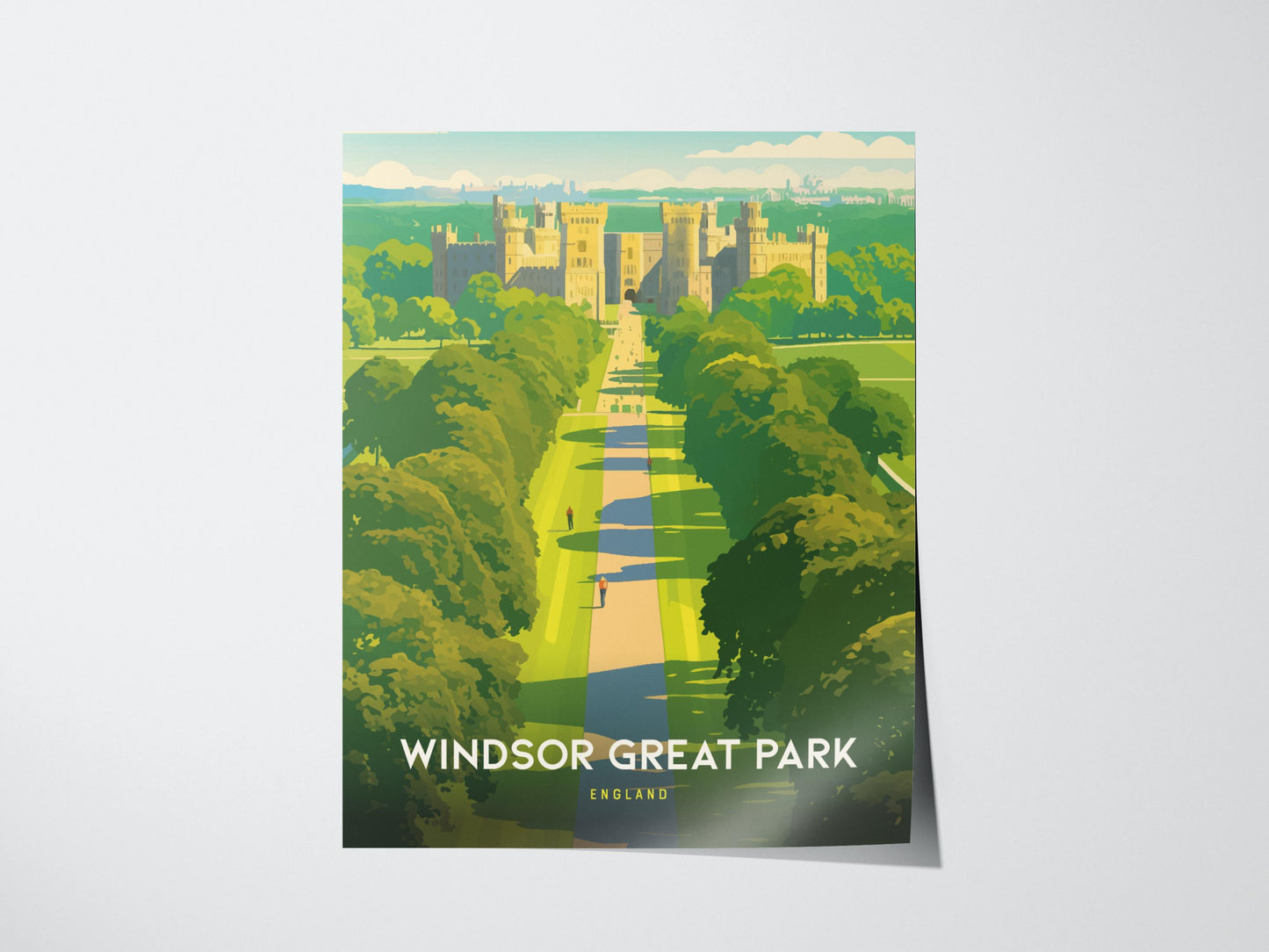 Poster of Windsor Great Park with a castle and green landscape on a white background