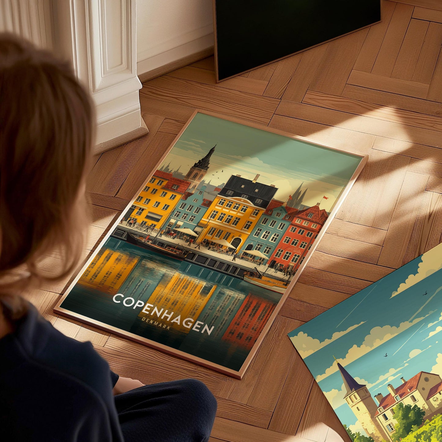 Copenhagen Denmark Poster | Nyhavn Harbor Wall Art | Framed or Unframed