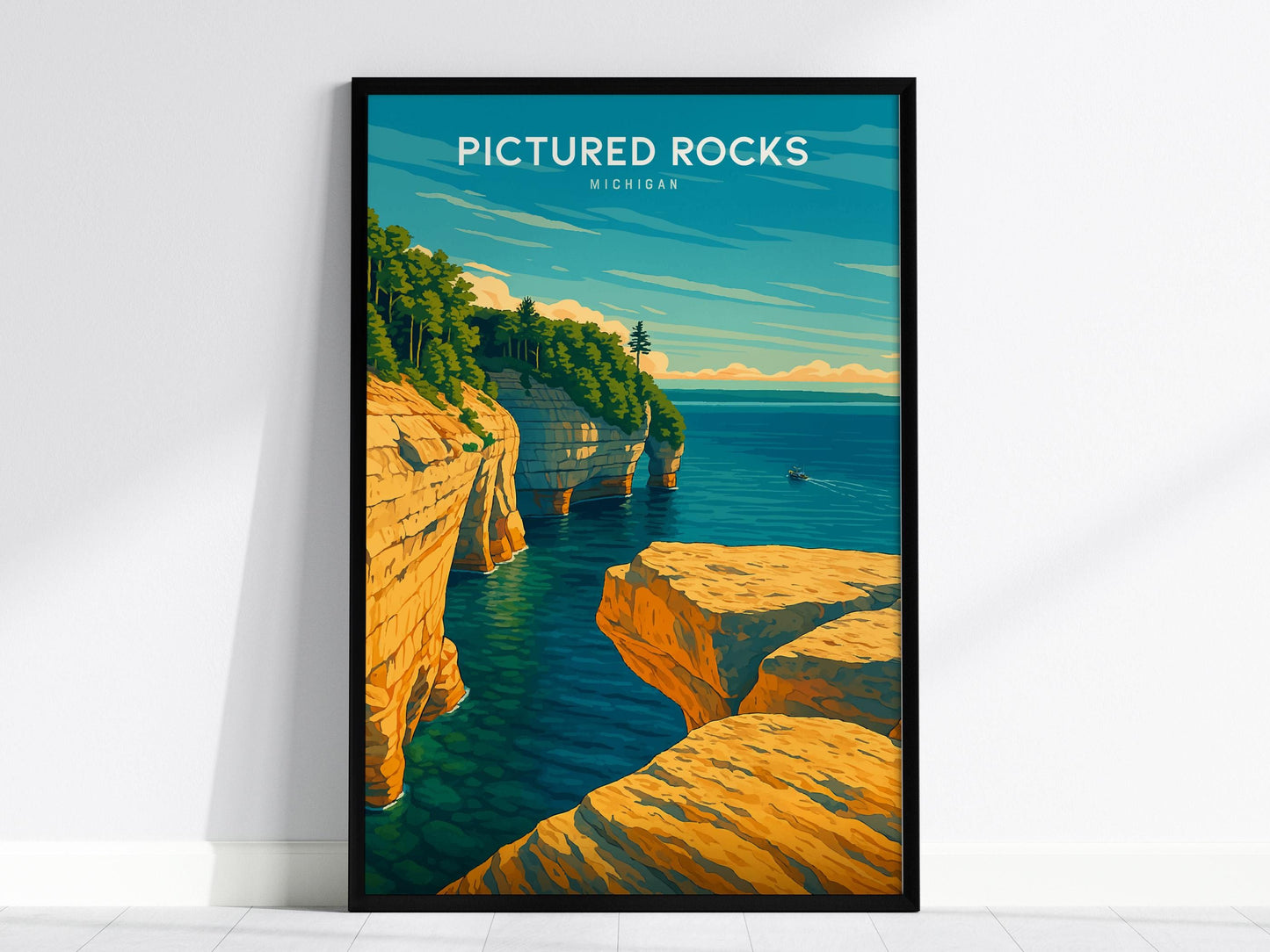 Pictured Rocks Michigan Lake Superior Travel Print Wall Art