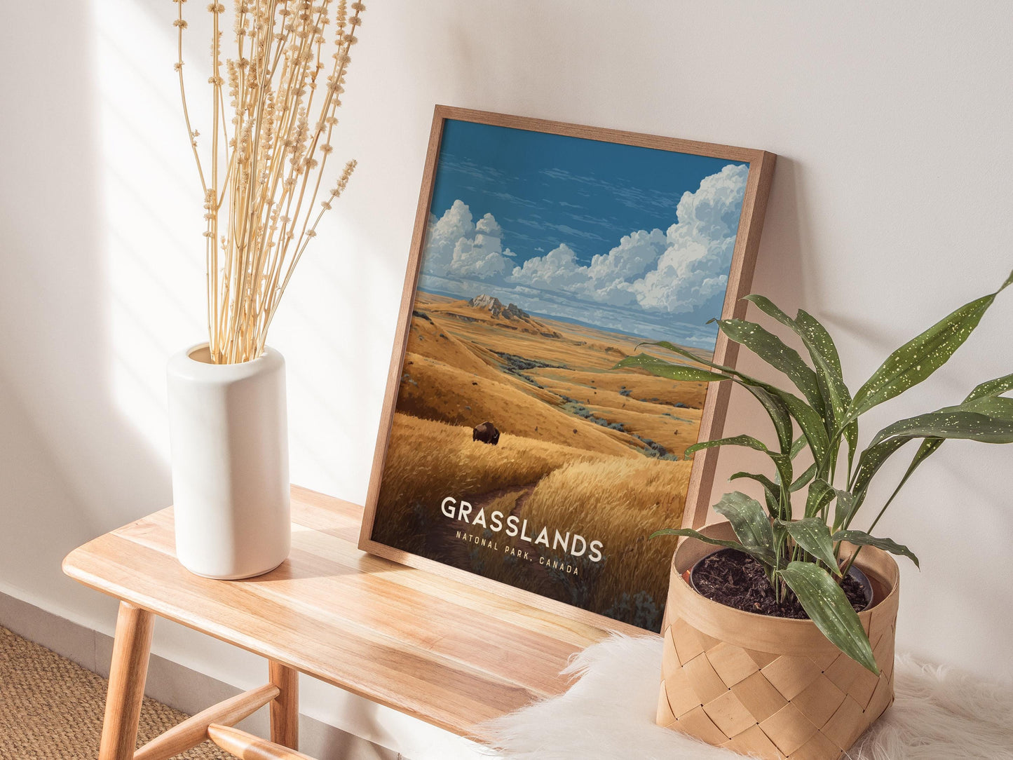 Grasslands National Park Bison Canadian Landscape Framed Unframed Travel Print Wall Art
