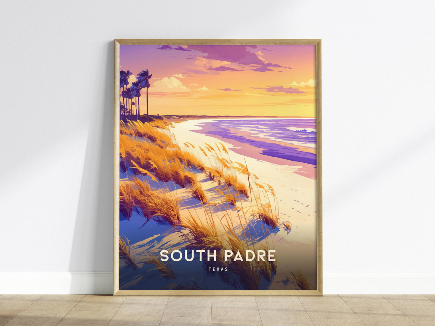 South Padre Island Texas Beach Coastal Sunset Framed Unframed Travel Print Wall Art