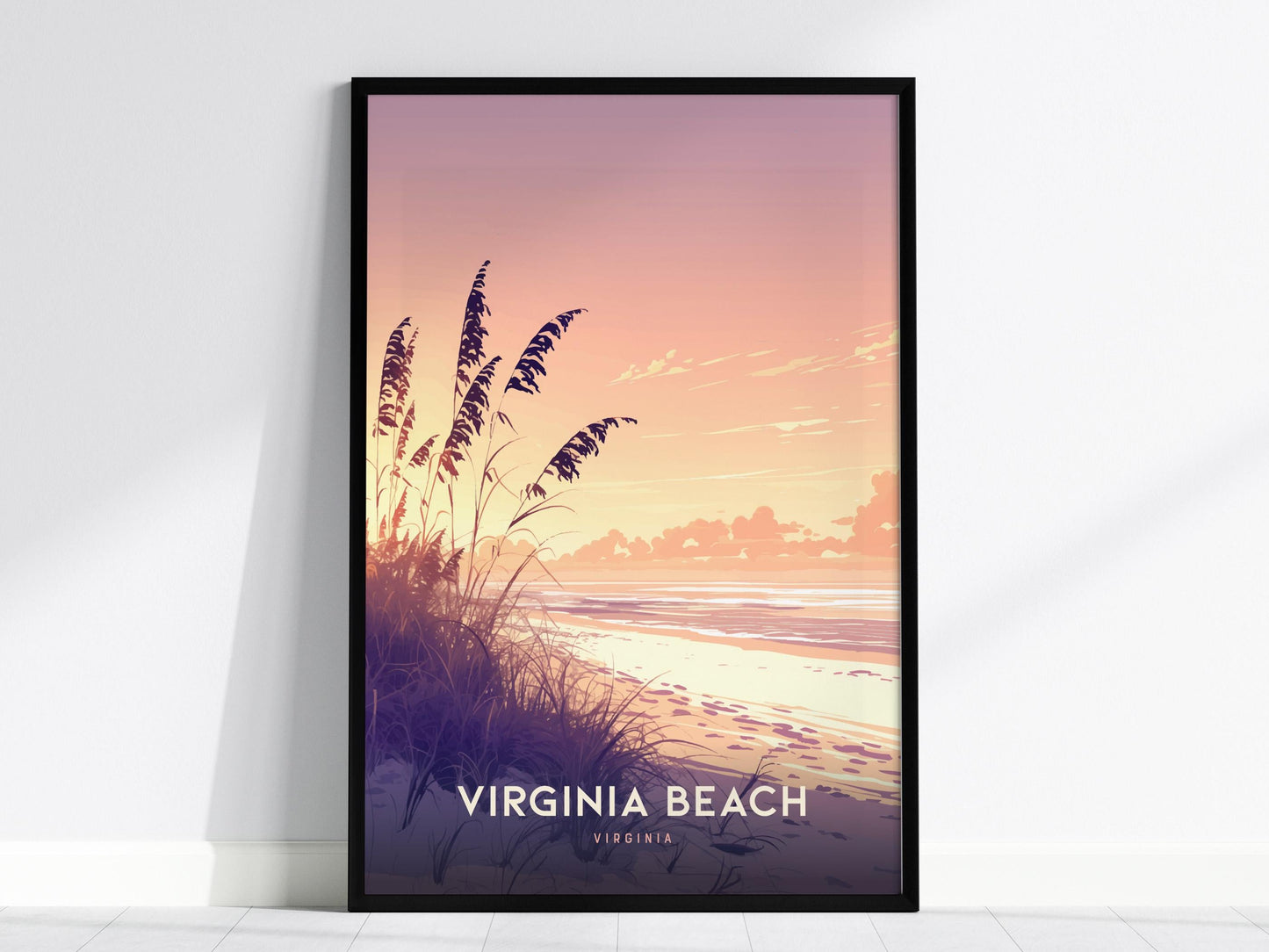 Virginia Beach Poster Coastal Sunset Framed Unframed Wall Art Beach Home Decor