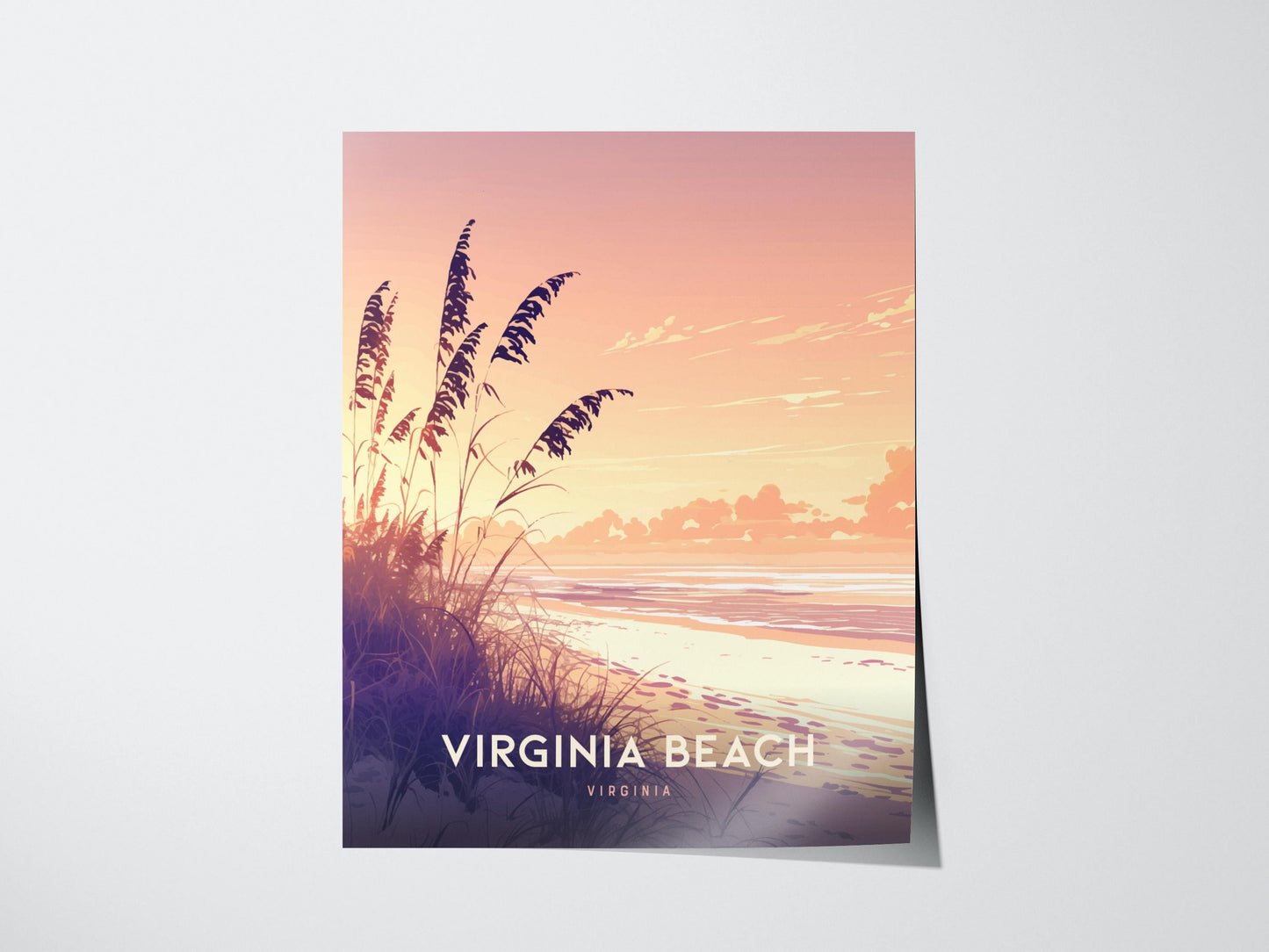 Virginia Beach Poster Coastal Sunset Framed Unframed Wall Art Beach Home Decor