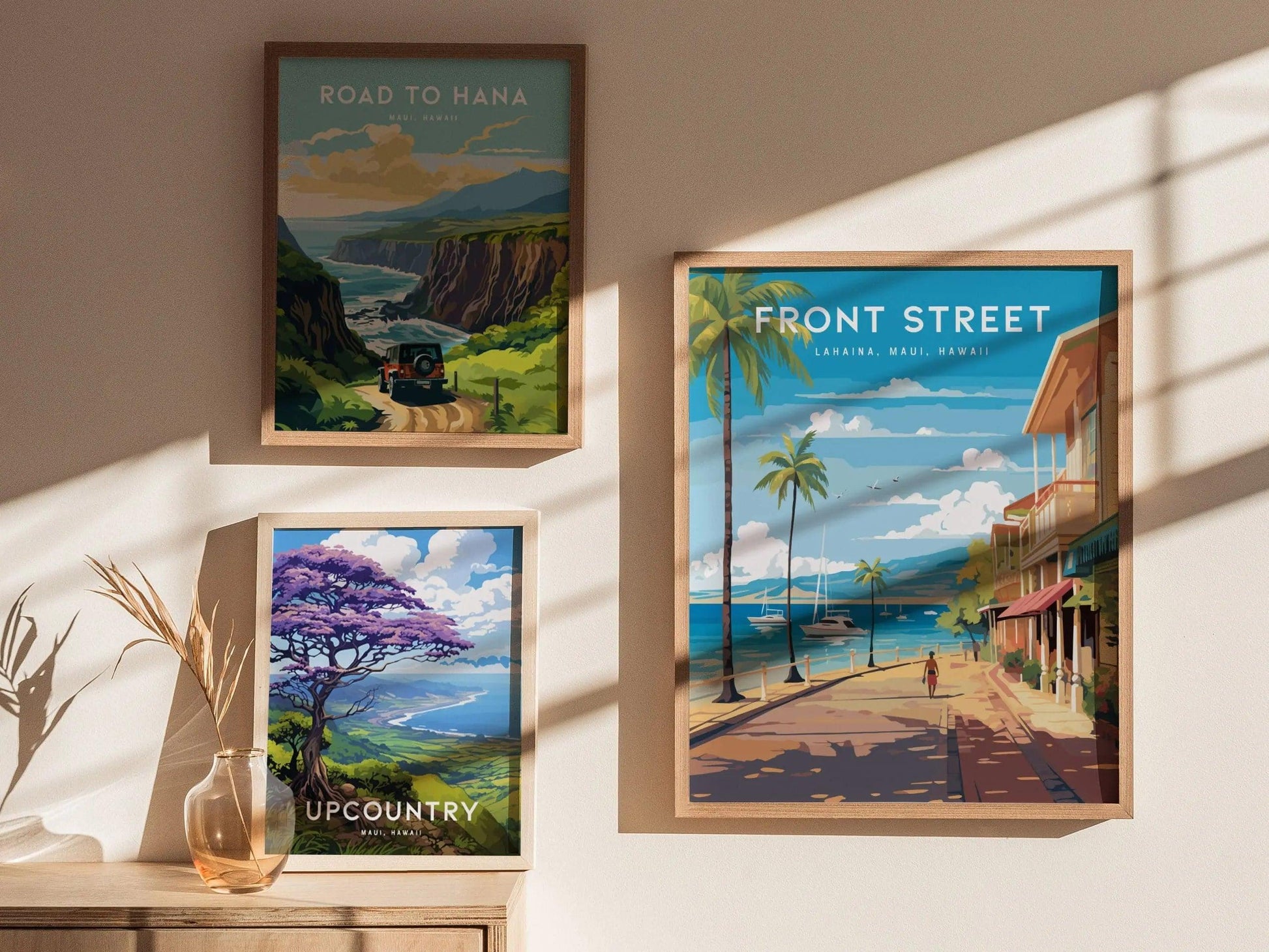 Front Street, Lahaina, Maui, Hawaii - Wall Art Poster Design Travel Island Tropical Memorial Print Gift - Swell Scenes