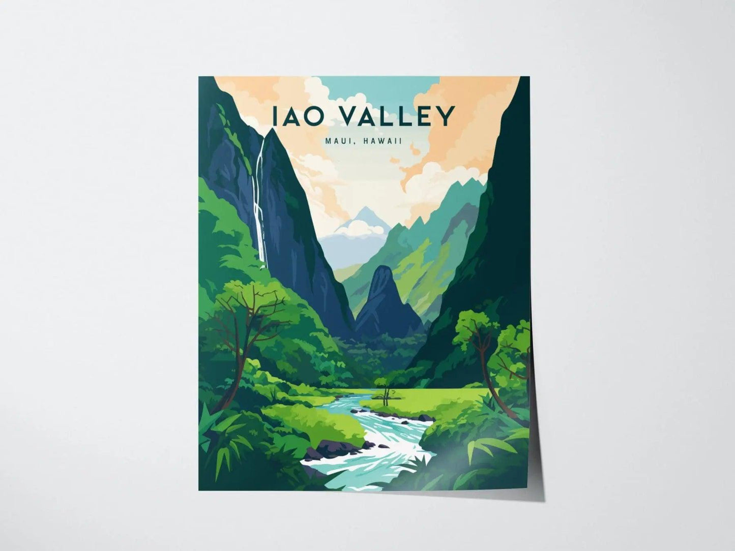 Iao Valley Needle, Maui, Hawaii - Wall Art Poster Design Travel Strong Rainforest Ocean Tropical Hawaiian Wailuku Print Gift Collection Set - Swell Scenes