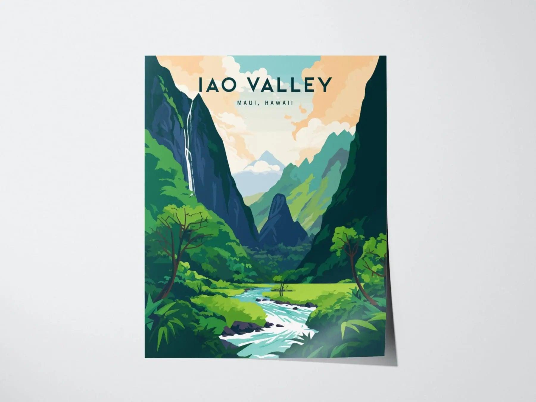 Iao Valley Needle, Maui, Hawaii - Wall Art Poster Design Travel Strong Rainforest Ocean Tropical Hawaiian Wailuku Print Gift Collection Set - Swell Scenes