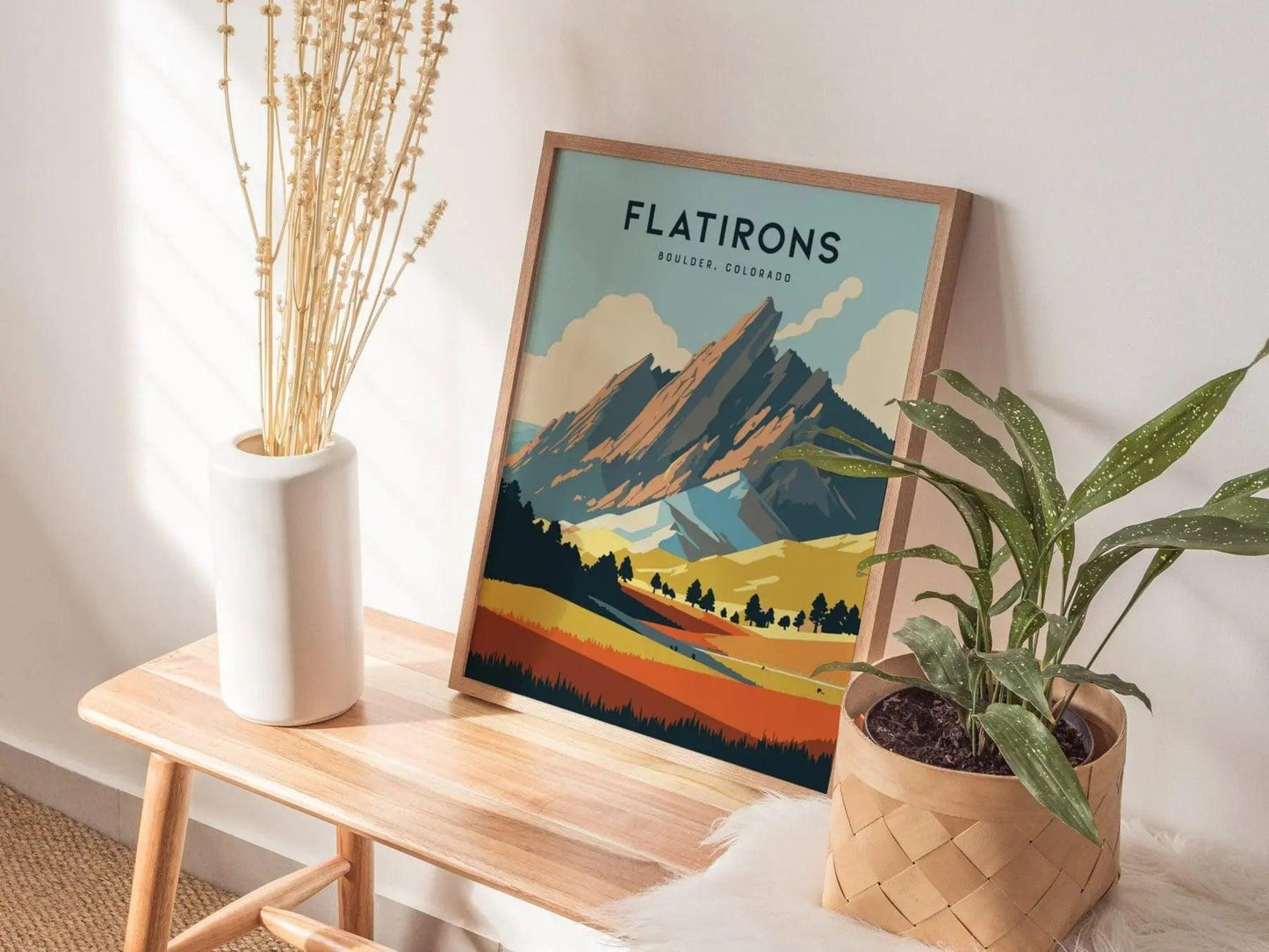 Flatirons, Boulder, Colorado - Chataqua Trail Wall Art Poster Design Travel Print Mountains Hiker Backpacker Rock Climber Gift - Swell Scenes