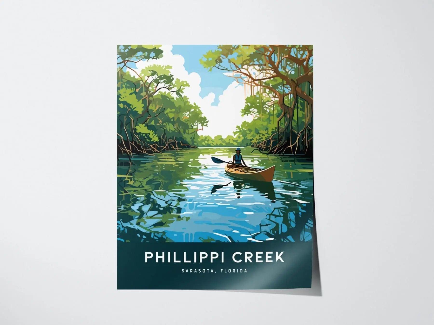 Phillippi Creek Kayaker Framed Wall Art | Sarasota Kayak Poster Design | Florida Fishing Unframed Print | Mangrove Adventure Home Decor - Swell Scenes