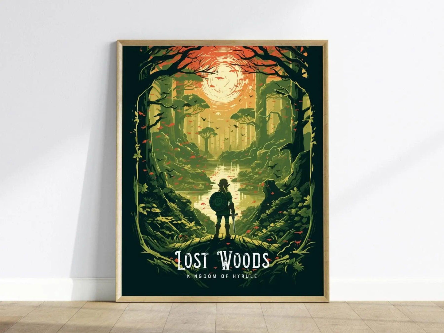 Zelda Lost Woods fan art poster with glowing forest path and trees