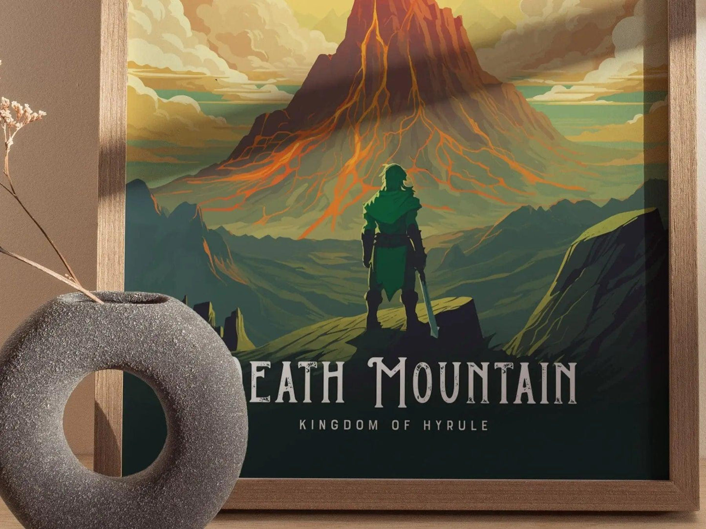 Close-up of matte paper on Zelda Death Mountain art print