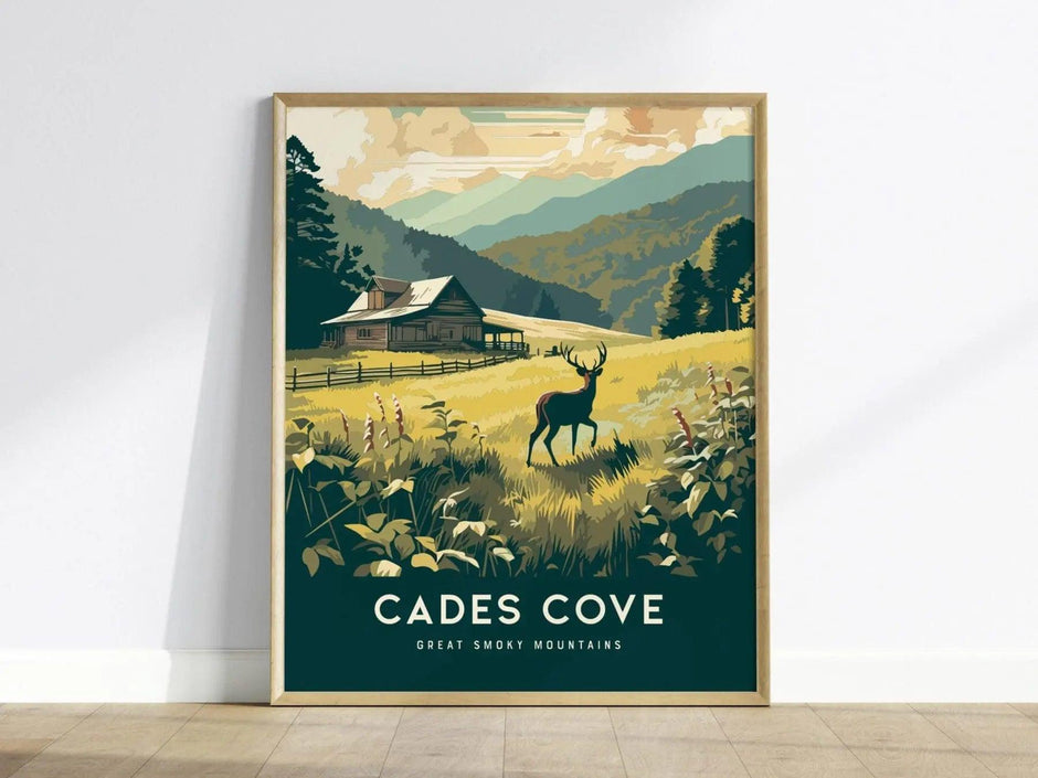 Cades Cove, Tennessee, North Carolina, Great Smoky Mountains National Park - Wall Art Poster Print Design Travel Nature Hiker Adventure Gift - Swell Scenes