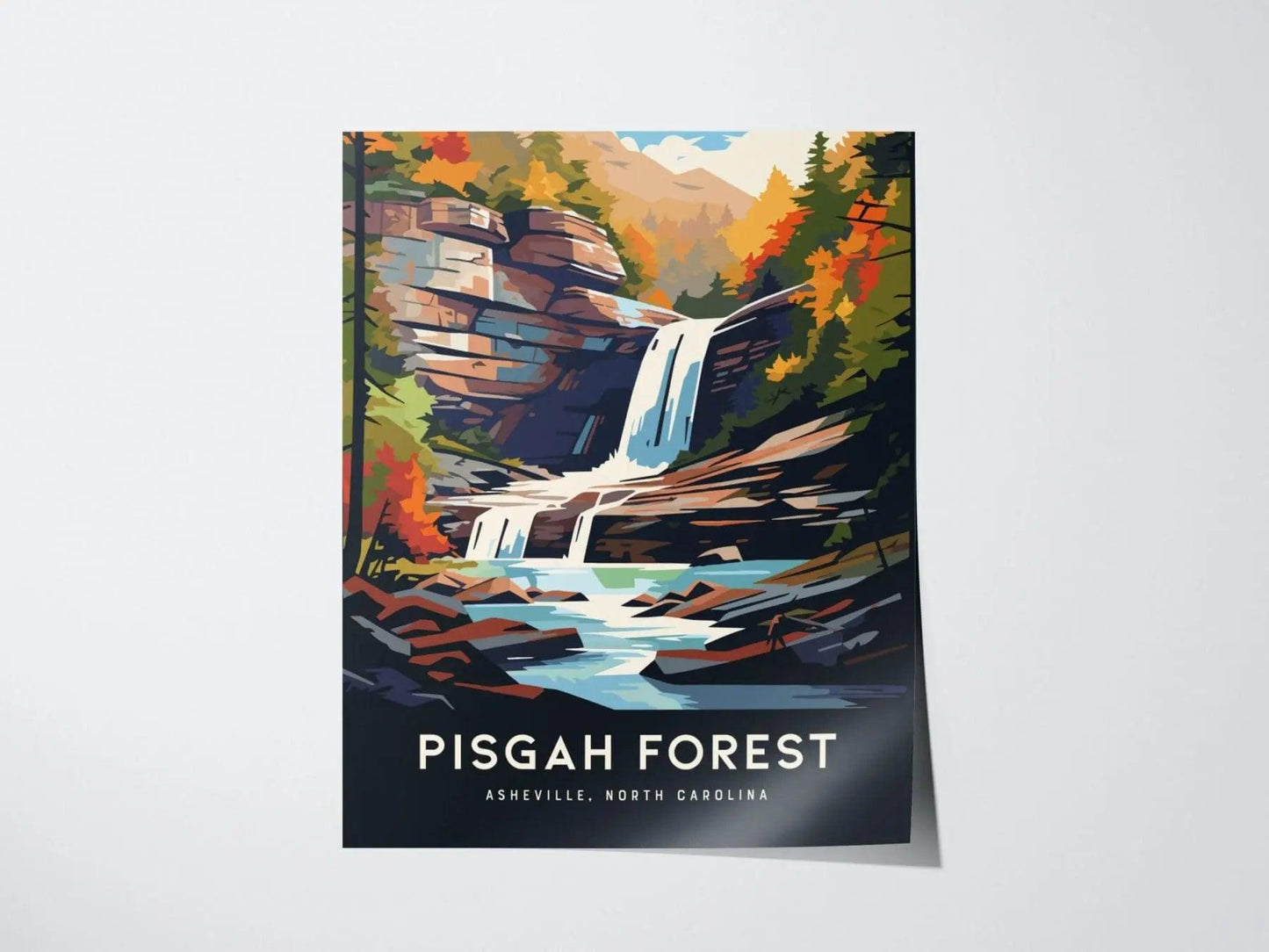 Pisgah Forest, Asheville, North Carolina Mountains - Framed Wall Art Poster Design Travel Print Hiker Backpacker Waterfall Gift Home Decor - Swell Scenes