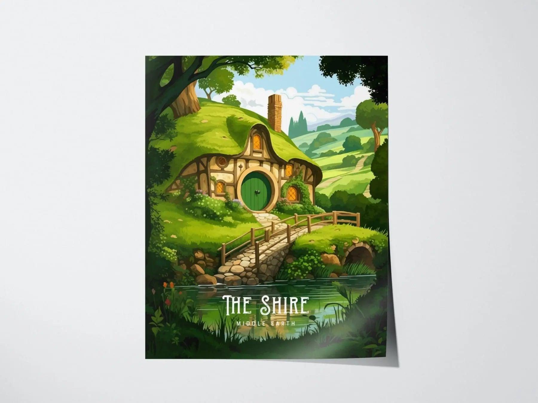 Unframed The Shire print on premium matte paper with vibrant Lord of the Rings Hobbiton landscape design