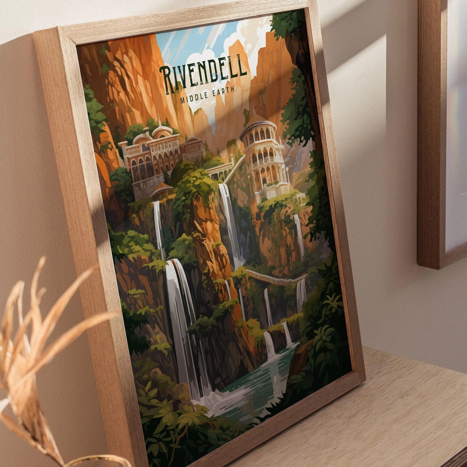 Rivendell Middle Earth Framed Wall Art | Lord Of The Rings Poster Design | Elvish Unframed Print | Tolkien Set Elf Fantasy LOTR Home Decor - Swell Scenes