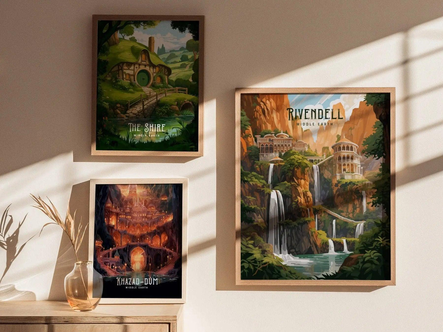 Rivendell Middle Earth Framed Wall Art | Lord Of The Rings Poster Design | Elvish Unframed Print | Tolkien Set Elf Fantasy LOTR Home Decor - Swell Scenes