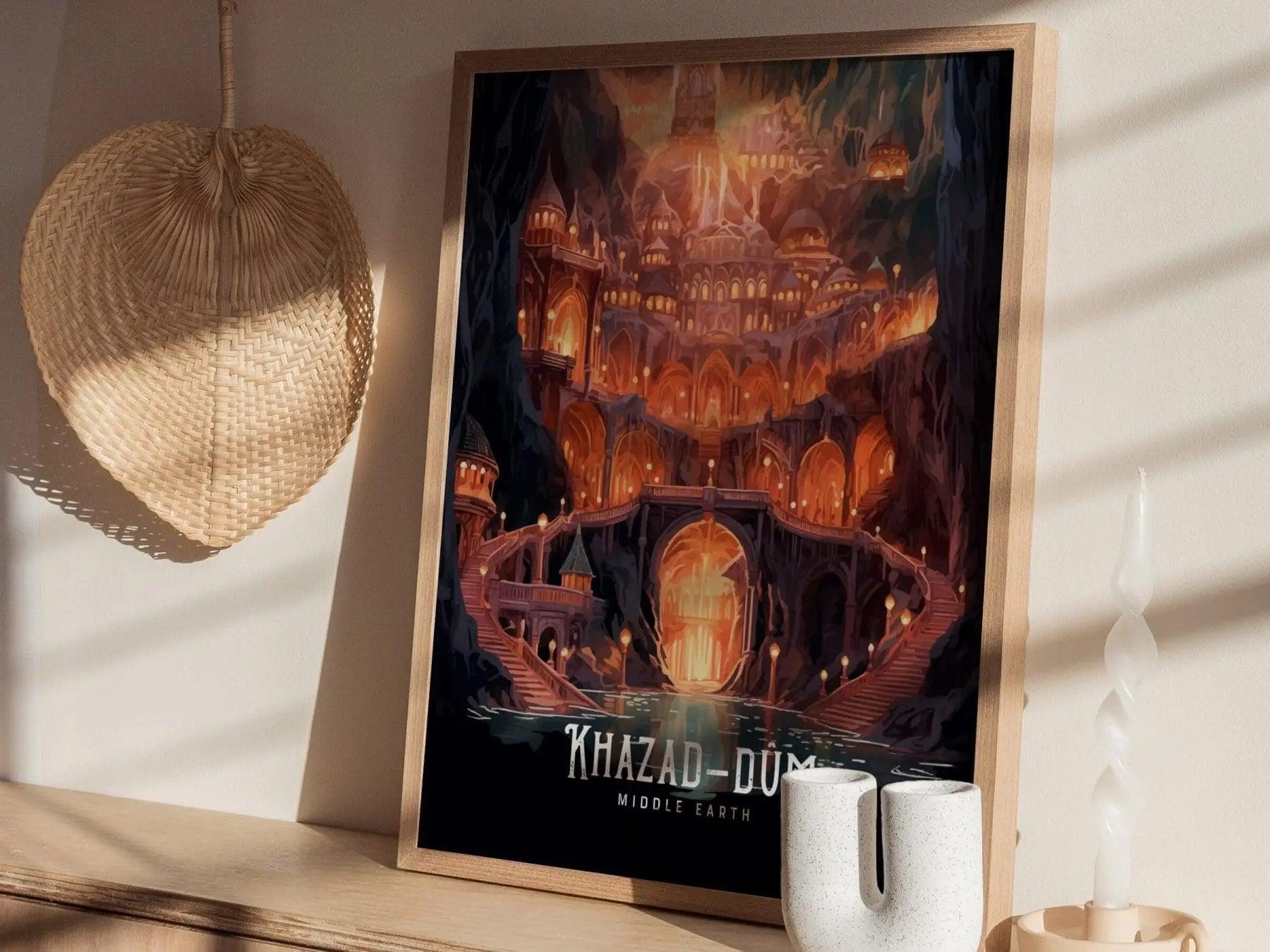 Khazad-dûm, Moria, Lord Of The Rings Framed Wall Art | Middle Earth Poster Design | Dwarf City Print | Tolkien Set Fantasy LOTR Home Decor - Swell Scenes