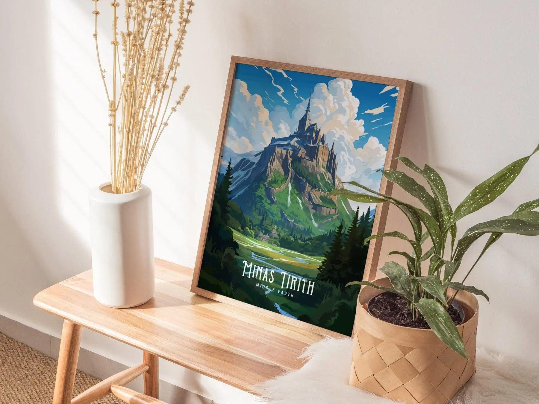 Minas Tirith, Lord Of The Rings Framed Wall Art | Middle Earth Poster Design | Human City Print | Tolkien Set Fantasy LOTR Home Decor - Swell Scenes