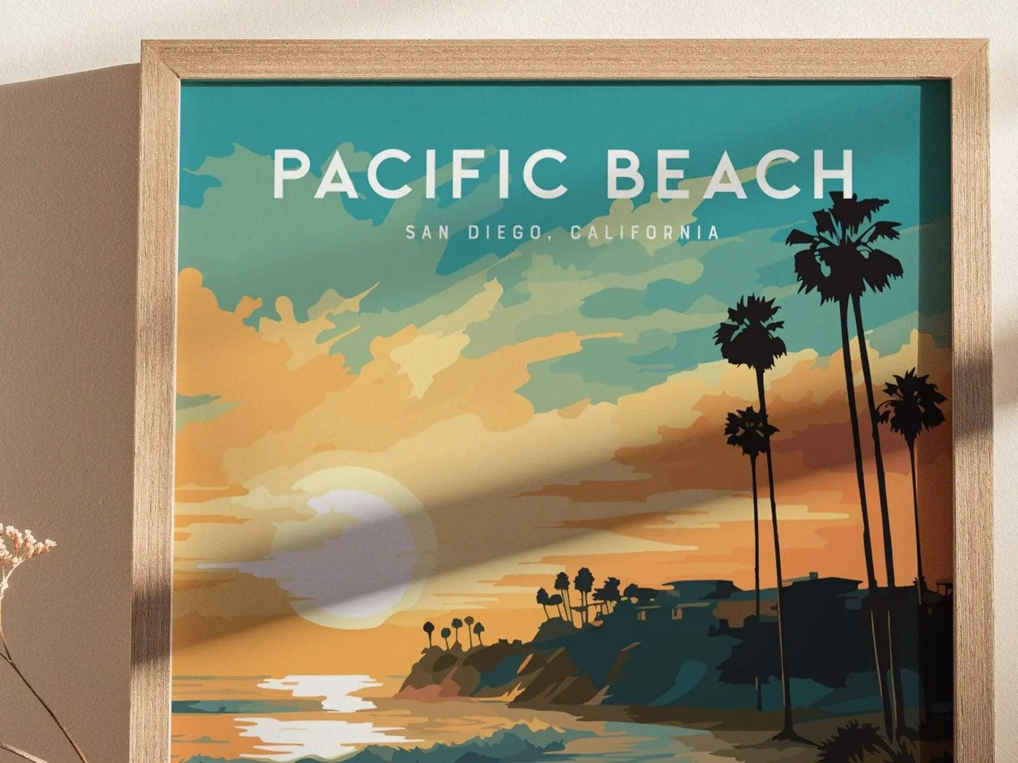 Pacific Beach San Diego Surf Framed Wall Art | Old Man's Tourmaline Poster Design | California Surfing Print | Surfer Home Decor Gift Set - Swell Scenes